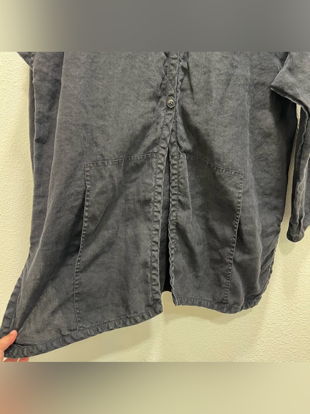 Eileen Fisher Irish Linen Hooded 3 Button Jacket Womens Medium Boxy Lagenlook - Picture 6 of 9